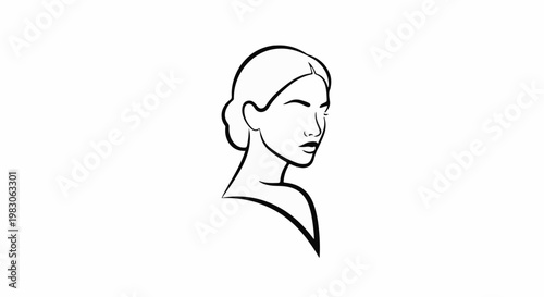 Minimalist outline of a woman's profile, elegantly styled