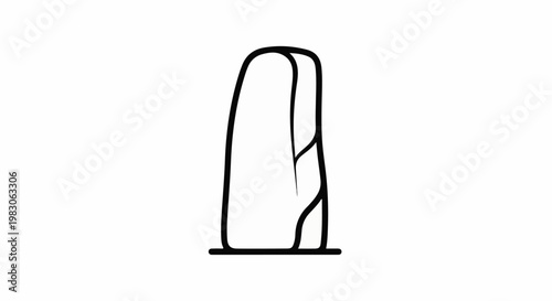 Minimalist line drawing of a stylized, elongated mushroom or seed pod