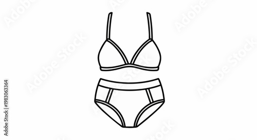 Minimalist line art of a matching bra and high-waisted underwear set