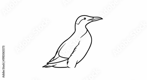 Line drawing of a bird with its beak pointed to the right and wings tucked