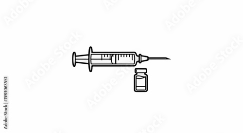 Medical syringe and vial line art for healthcare and science