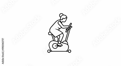 Minimalist illustration of a person exercising on a stationary bike