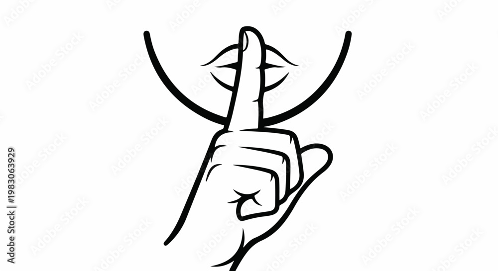 Obraz premium Finger over lips, symbol for silence and secrecy