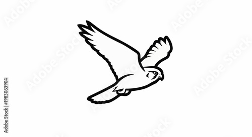 Minimalist line art of a bird of prey in flight