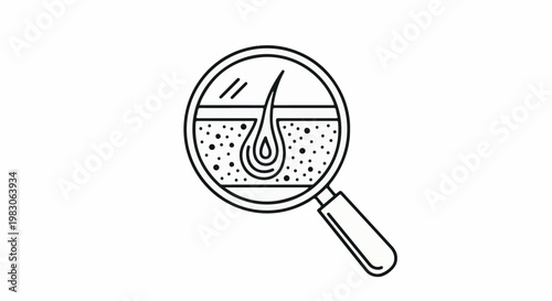 Magnified view of a hair follicle within skin layers