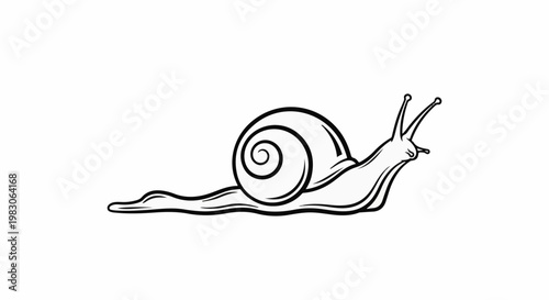 Outline of a snail in motion, its body extended and antennae raised
