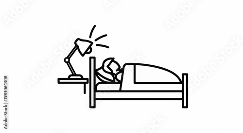 Person sleeping in bed with a lamp illuminating