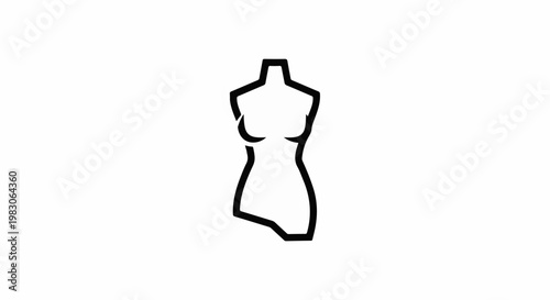 Outline of a stylized female mannequin torso with bust detail