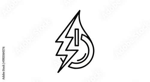 Icon combining a lightning bolt, power button, and water drop shape