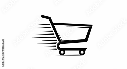 Fast shopping cart icon conveying speed and efficiency