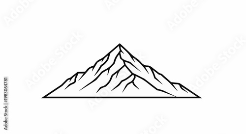 A stylized, minimalist mountain peak outlined in black on a white background