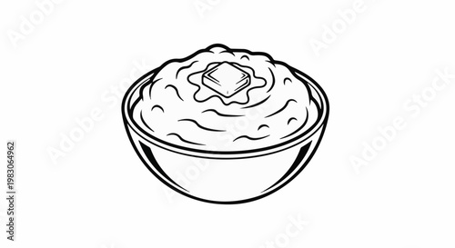 A simple line drawing of mashed potatoes with a pat of butter