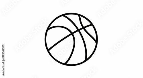 Simple outline of a basketball with black lines on a white background