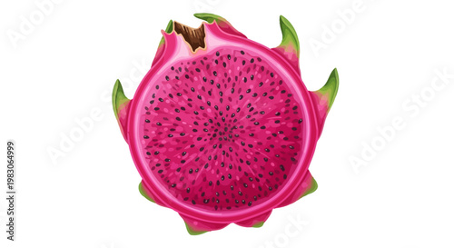 Sliced red dragon fruit isolated on white background