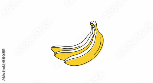 A simple illustration of three yellow bananas on a white background