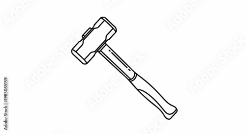 A line drawing of a heavy duty sledgehammer with a metal head and wooden handle