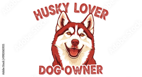 Happy Husky Dog Owner - Red and White Siberian Husky Portrait