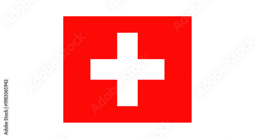 Swiss Flag Emblem - Red Square with White Cross Symbol