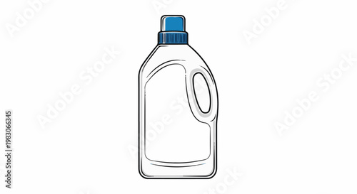 A white plastic bottle with a blue cap and handle, for cleaning products