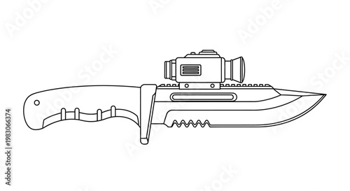 Tactical Combat Knife with Red Dot Sight Illustration