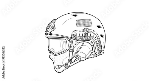 Tactical Helmet with Goggles and Communication Headset - Military and Security Gear