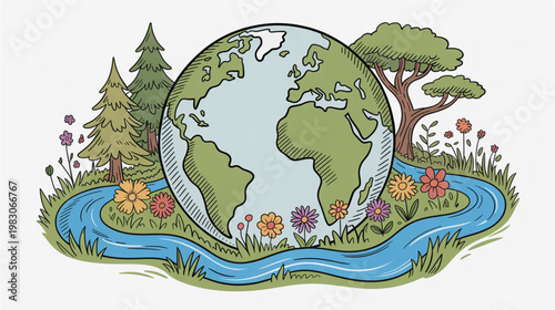Earth, eco friendly, globe icon, environmental symbol, vector illustration