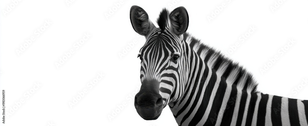 Fototapeta premium Elegant zebra alone a famous African creature with striking black and white stripes