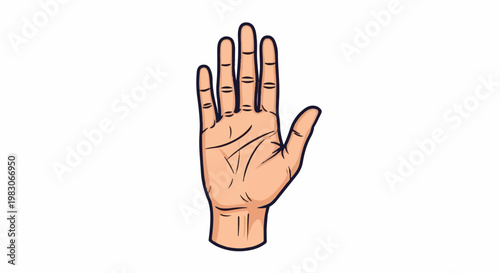 A stylized cartoon palm with fingers extended upward on a white background