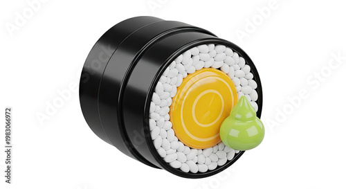 Stylized Sushi Roll with Wasabi