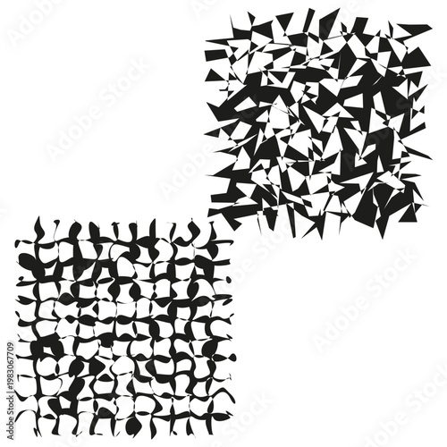 Abstract square set. Distorted pattern Vector. Geometric texture group. Graphic shape variety. Manual vector only. No autotrace used.