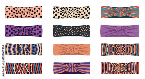 Collection of stylish knotted headbands with various patterns