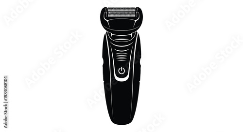 A black electric shaver presented on a white background striking silhouette