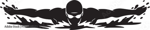 Swimmer Freestyle Stroke Silhouette Vector