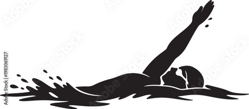 Swimmer Freestyle Stroke Silhouette Vector
