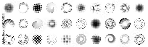 Foto Halftone circle collection with dotted gradient and abstract patterns