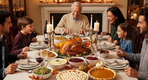 Family enjoying a holiday meal.