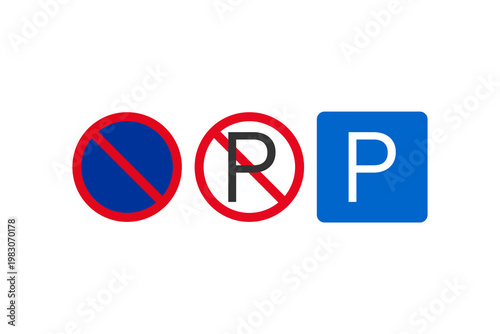 No parking and parking symbols on white background.