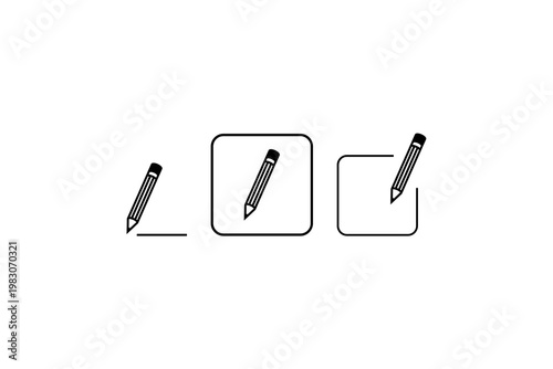Pencil icon variations showing writing, drawing, and editing concepts.