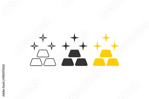 Monochrome and colored gold bars with sparkles emblem design.