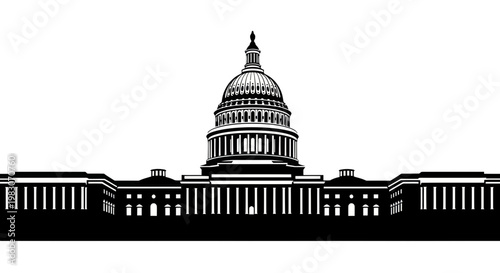 United States Capitol Building Silhouette, Washington DC Landmark, Government Architecture