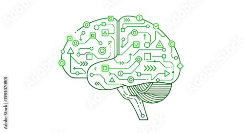 Digital Brain Circuit Board Technology Concept