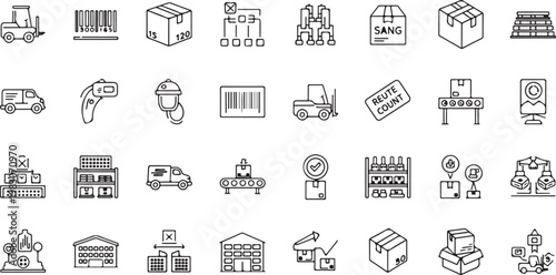 Black and white line collection of household and tools line household tools kitchenware furniture electronics