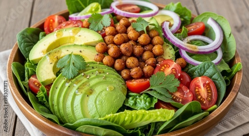 Fresh healthy salad with avocado.