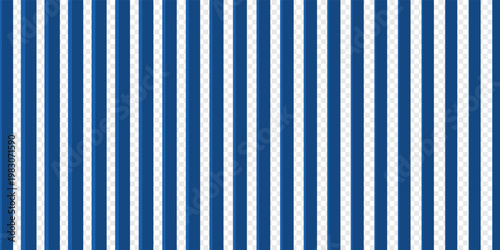 Striped background with vertical straight blue and white stripes. Seamless and repeating pattern. Editable vector