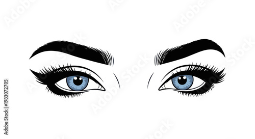 Blue eyes with black eyeliner makeup.
