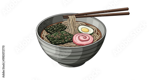 Delicious bowl of ramen noodles served.