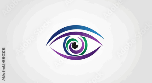 Colorful Eye Illustration with Swirl Design.