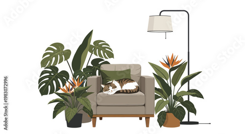 Plants and flowers in pots.