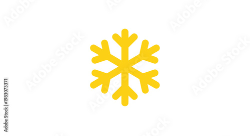 Bright Yellow Snowflake Icon on White Background