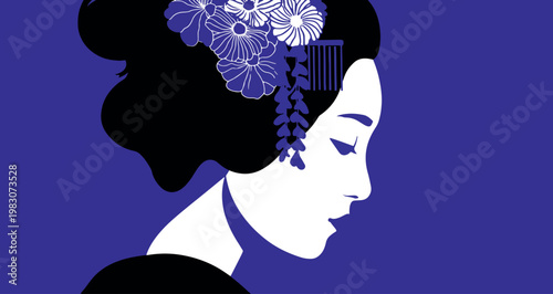 Serene Japanese Woman in Traditional Kimono